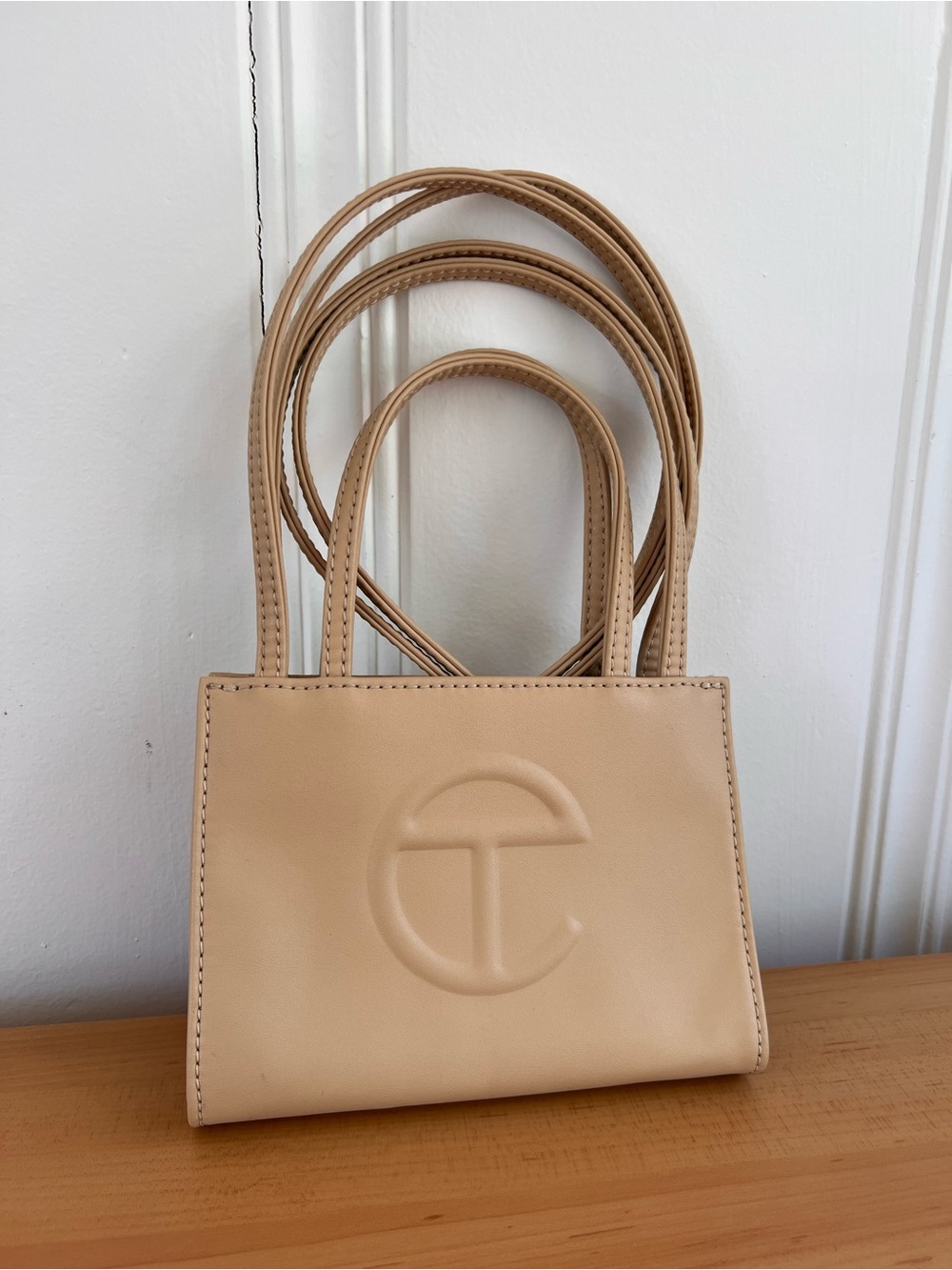 Telfar Small Cream Shoulder Shopping Bag, Pre-owned w/ Dust Bag